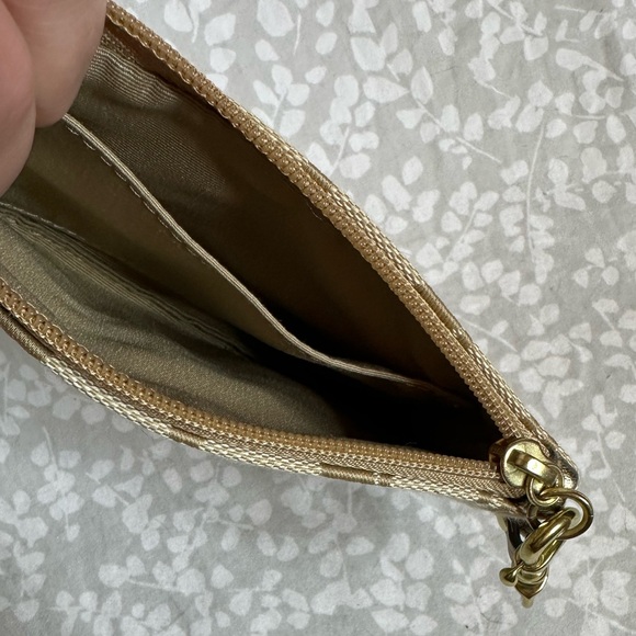 COACH multi Metallic Lstripe eather Mini Signature C Logo Wristlet Clutch - Picture 4 of 4